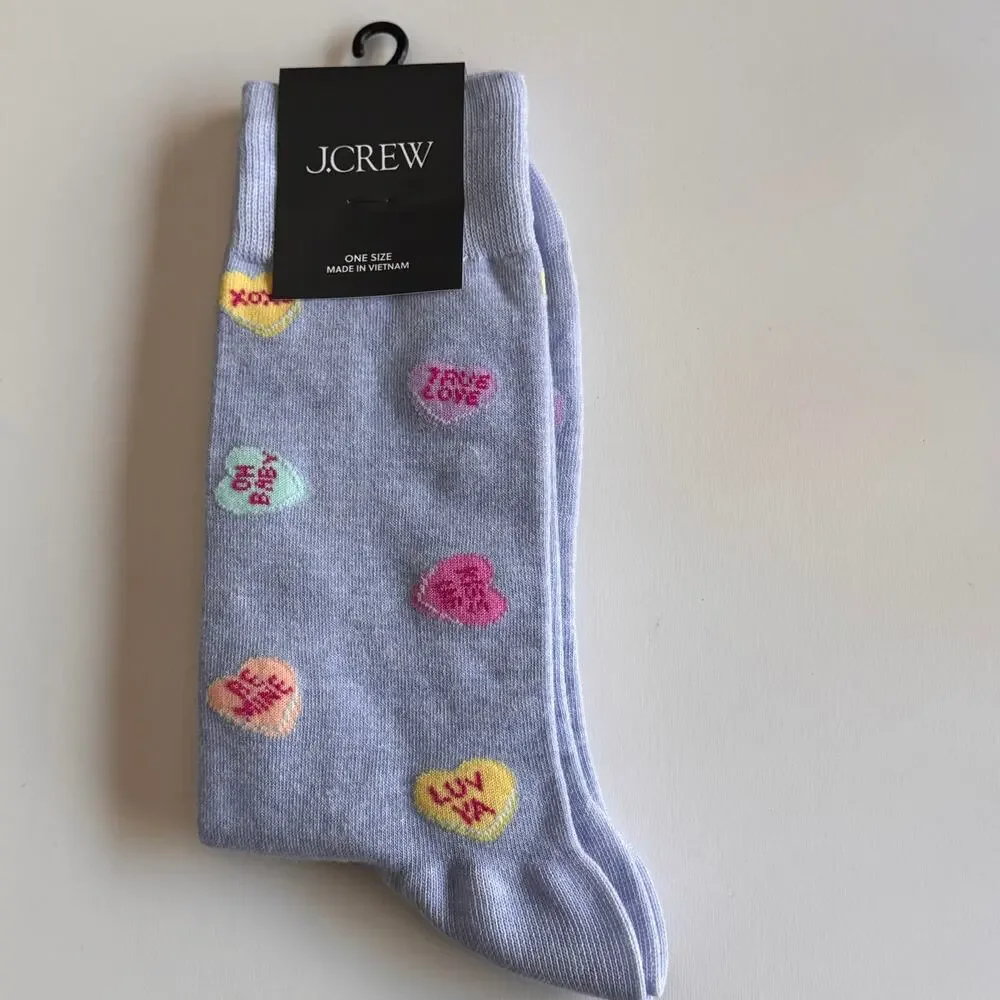 J.Crew Women's Candy Hearts Crew Style Socks NWT